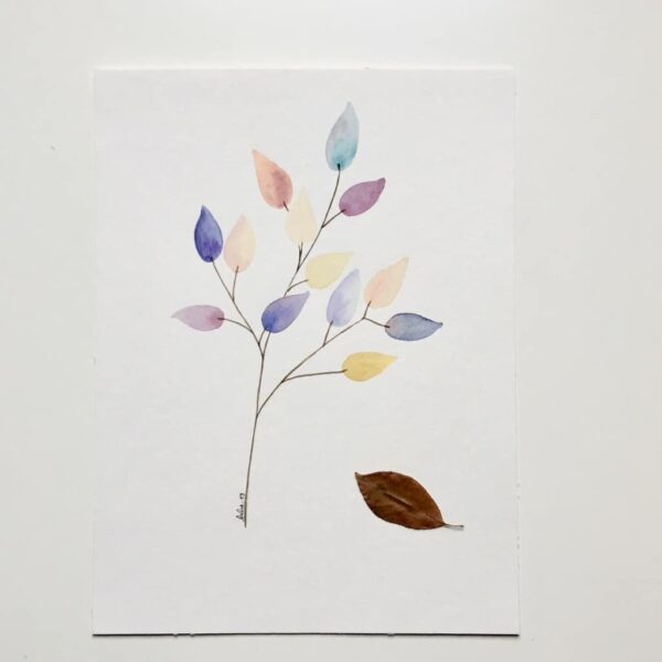 Aquarelle "Branche colorée #1". Copyright Valérie Faure