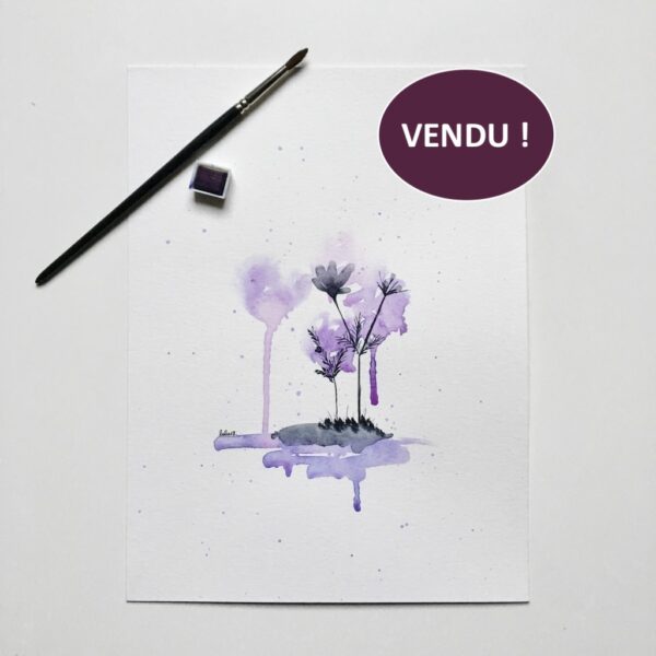 Aquarelle "Contre-jour violet". Copyright Valérie Faure