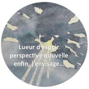 Poème haïku sur le déclic d'acceptation lors d'un changement & aquarelle illustrant une éclaircie. Copyright Valérie Faure