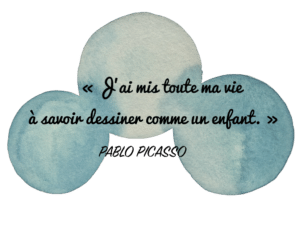 Aquarelle Valérie Faure & citation P. Picasso pour illustrer le lâcher prise